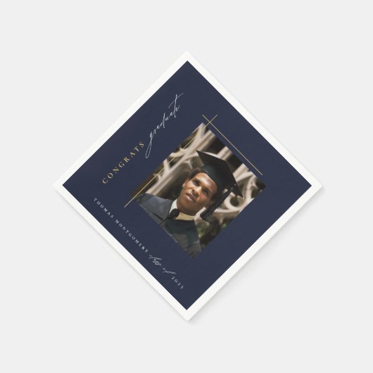 Moderne Navy Blue Graduation Party Serviette (Ecke)