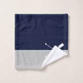 Moderne Navy Blue Gray Monogram Lake House Nautic Badhandtuch Set (Waschlappen)