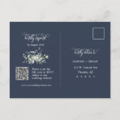 Moderne Navy Blue Green Blätter QR Code Address UA Postkarte (Rückseite)