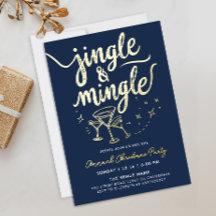 Moderne Navy Blue Jingle und Mingle Cocktail Scrip