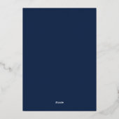 Moderne Navy Blue Jingle und Mingle Cocktail Scrip Folieneinladung (Rückseite)