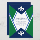 Moderne Navy Blue Kelly Green Post Hochzeit Einladung (Vorne/Hinten)