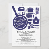 Moderne Navy Blue Kitchen Bridal Dusche Einladung (Vorderseite)