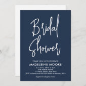 Moderne Navy Blue Minimal Bridal Dusche Einladung (Vorne/Hinten)