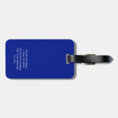 Moderne Navy Blue Minimal Monogram Custom Gepäckanhänger (Rückseite horizontal)