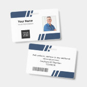 Moderne Navy Blue Mitarbeiter-ID-Karte Ausweis (Vorder- & Rückseite)