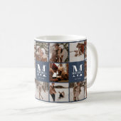 Moderne Navy Blue Multi Foto Collage Achtung Kaffeetasse (VorderseiteRechts)