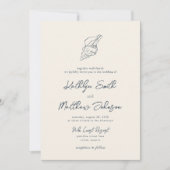 Moderne Navy Blue Muschel Beach Hochzeit in Urlaub Einladung (Vorderseite)