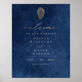 Moderne Navy-Blue-nautische Willkommens-Hochzeitst Poster
