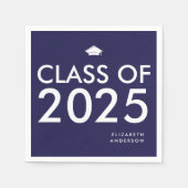 Moderne Navy Blue Personalisiert Graduation Party Serviette (Vorderseite)