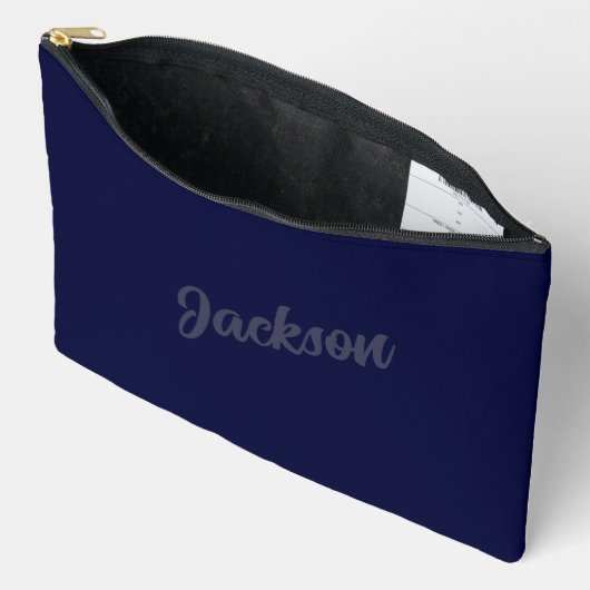 Moderne Navy BLue, Personalisiert Name, SImple Zubehörtasche (Offen)