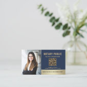Moderne Navy-Blue-QR-Code-Foto-Notar Visitenkarte (Stehend Vorderseite)