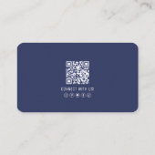 Moderne Navy-Blue-QR-Code-Profilbild-Logo Visitenkarte (Rückseite)
