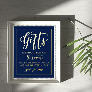 Moderne Navy Blue Real Foil Hochzeitsgeschenke Zei Foliendrucke