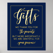 Moderne Navy Blue Real Foil Hochzeitsgeschenke Zei Foliendrucke (Vorderseite)