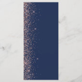 Moderne Navy Blue Rose Gold Glitzer Edge Wedding Menükarte (Rückseite)