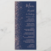 Moderne Navy Blue Rose Gold Glitzer Edge Wedding Menükarte (Vorderseite)