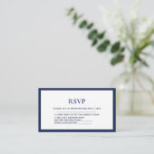 Moderne Navy-Blue Royal Wedding Rsvp Card Begleitkarte (Stehend Vorderseite)