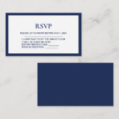 Moderne Navy-Blue Royal Wedding Rsvp Card Begleitkarte (Vorne/Hinten)