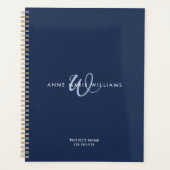Moderne Navy-Blue-Schrift-Monogramm Planer (Vorderseite)