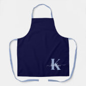 Moderne Navy-Blue-Schrift-Monogramm Schürze (Vorderseite)