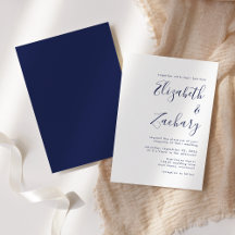 Moderne Navy Blue Script Hochzeit