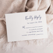 Moderne Navy Blue Script Hochzeit RSVP Karte