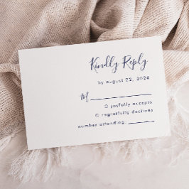 Moderne Navy Blue Script Hochzeit RSVP Karte