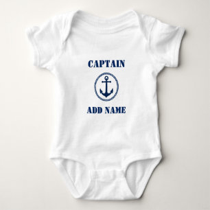 Moderne Navy Blue Sea Anchor & Baby Name/Rank Strampler