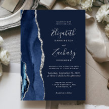 Moderne Navy Blue Silver Agate Hochzeit