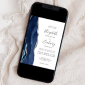 Moderne Navy Blue Silver Agate Hochzeit Einladung