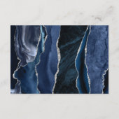 Moderne Navy Blue Silver Agate Hochzeitdetails Begleitkarte (Rückseite)