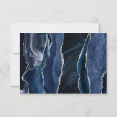 Moderne Navy Blue Silver Agate Wedding RSVP Card Karte (Rückseite)