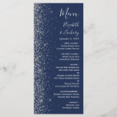 Moderne Navy Blue Silver Glitzer Edge Wedding Menükarte (Vorderseite)