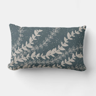 Moderne Navy Blue Simple Blätter Botanical Lendenkissen