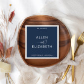 Moderne Navy Blue Stilvolle Personalisierte Hochze Serviette