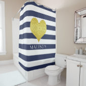 Moderne Navy Blue Stripes Muster Duschvorhang (Beispiel)