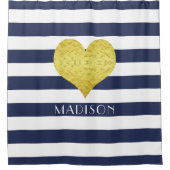 Moderne Navy Blue Stripes Muster Duschvorhang (Vorderseite)