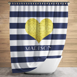 Moderne Navy Blue Stripes Muster Duschvorhang