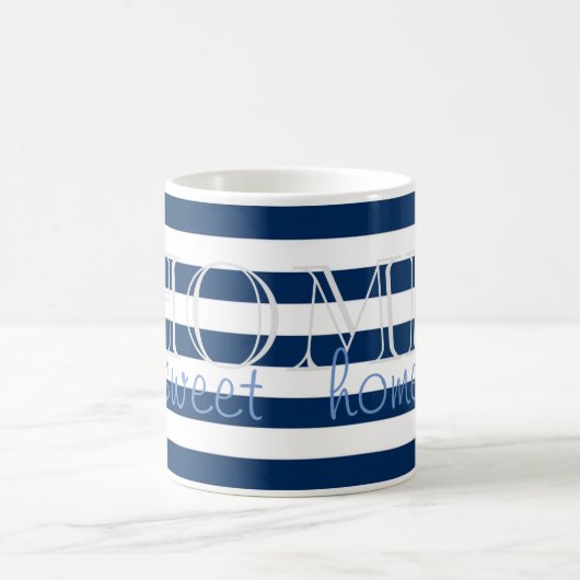 Moderne Navy Blue Stripes,Zuhause Sweet Zuhause Kaffeetasse (Mittel)