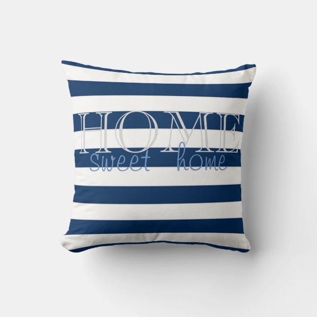 Moderne Navy Blue Stripes, Zuhause Sweet Zuhause Kissen (Vorderseite)