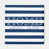 Moderne Navy Blue Stripes,Zuhause Sweet Zuhause Magnet (Vorne)