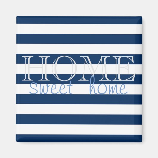 Moderne Navy Blue Stripes,Zuhause Sweet Zuhause Magnet (Vorne)