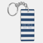 Moderne Navy Blue Stripes,Zuhause Sweet Zuhause Schlüsselanhänger (Vorderseite links)