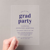 Moderne Navy Blue Trendy Graduation Party Acryleinladungen (Insitu (Handheld))