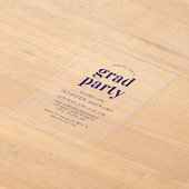 Moderne Navy Blue Trendy Graduation Party Acryleinladungen (Ablage )