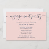 Moderne Navy Blue und Blush Engagement Party Einladung (Vorderseite)