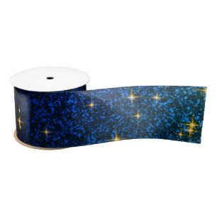 Moderne Navy Blue und Gold Glitzer Textur Satin Ri Satinband
