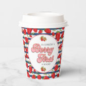 Moderne Navy Blue und White Stripes Berry First Pappbecher (Rückseite)