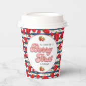 Moderne Navy Blue und White Stripes Berry First Pappbecher (Vorderseite)